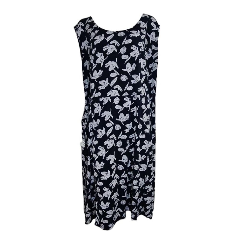 Ellos Dress‎ Womens Plus Size 4X (34/36) Blue White Floral Pullover Sleeveless